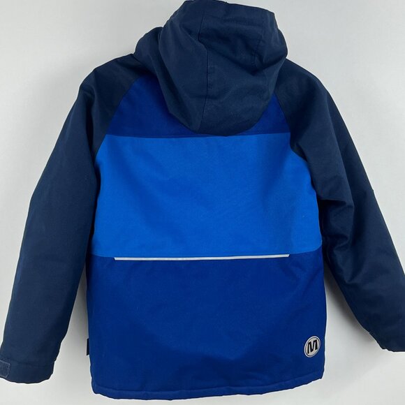Monster Kids Parka Jacket Size 12 Blue Full Zip Hooded Pockets Lined Insulated - Picture 6 of 9